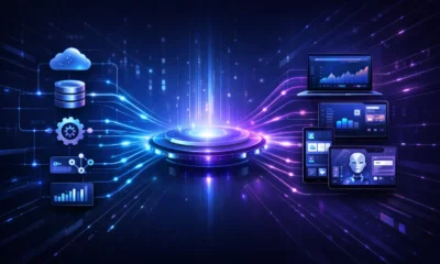 DXL technology digital experience layer connecting backend systems to modern user interfaces through a centralized API hub